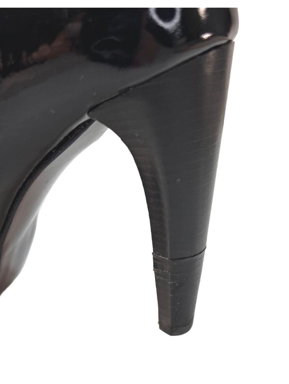 Stuart Weitzman Black Patent Peep Toe Platform Pumps Y2K Glam Heels 7M - Picture 8 of 8